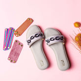 Kolas Grey Sliders - Flat Kolhapuri Chappal with Changeable straps